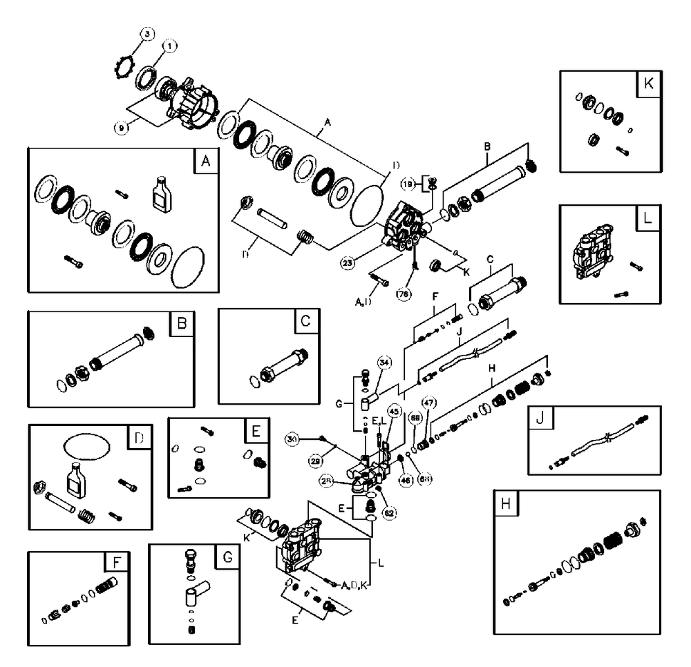 Pump Diagram and Parts List for BPW2400 1778-0 Briggs and Stratton Pressure Washer